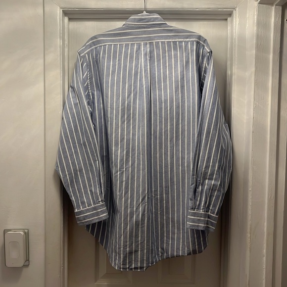 RALPH LAUREN Men’s Blue/White Striped Oxford Shirt - Size 17-34 - Picture 2 of 4